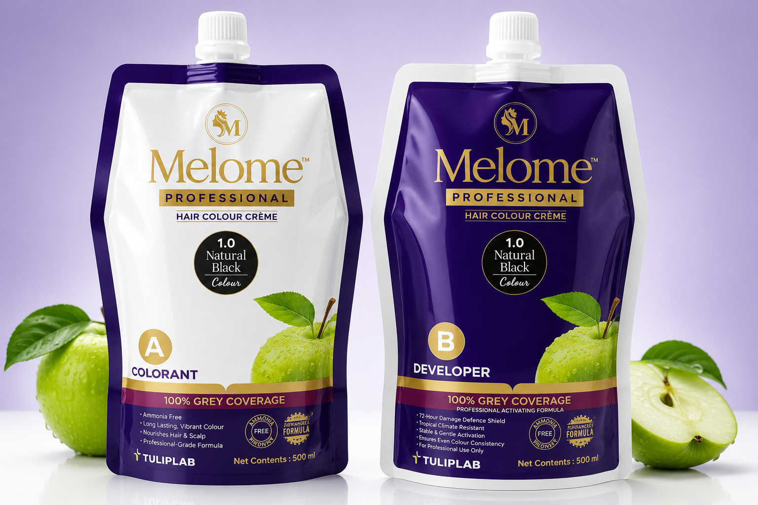 Melome Professional Hair Colour Crème - Professional hair color with 100% grey coverage, MPC-1000